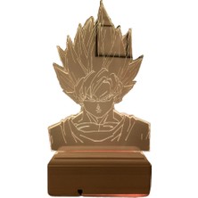 Modiwa Design Dragon Ball Z Goku 16 Renk Uzaktan Kumandalı 3D Ahşap Gece Lambası Hediyelik