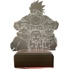 Modiwa Design Naruto Team 7 Kakashi 16 Renk Uzaktan Kumandalı 3D Ahşap Gece Lambası Hediyelik
