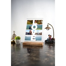 Modiwa Design Love Yatay 4 Fotoğraflı Kişiselleştirilebilir Sevgiliye Masa Dekouru Tasarım Dekoratif Ahşap