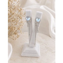 cm Jewelry Zirkon Taşlı Yıldız Detaylı Sallantılı Gümüş Renk Çelik Küpe