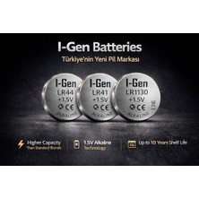 Maxi Trendy I-Gen Batteries LR44 1.5V Alkalin Düğme Pil (AG13, A76, L1154) (20'li Paket)