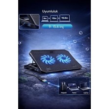 Maxi Trendy Nitro 2 Fanlı Işıklı Telefon Tutuculu USB Çoklayıcı Notebook Soğutucu Standı S22