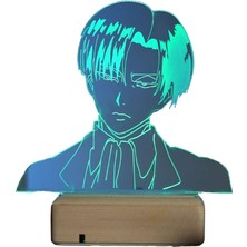 Modiwa Design Attack On Titan Levi Ackerman 16 Renk Uzaktan Kumandalı 3D Ahşap Gece Lambası Hediyelik
