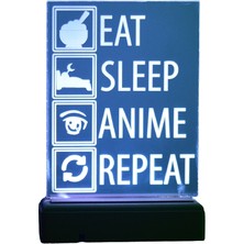 Modiwa Design Eat-Sleep 16 Renk Uzaktan Kumandalı 3D Ahşap Gece Lambası Hediyelik