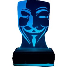 Modiwa Design V For Vendetta 16 Renk Uzaktan Kumandalı 3D Ahşap Gece Lambası Hediyelik