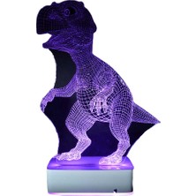 Modiwa Design Dinazor 16 Renk Uzaktan Kumandalı 3D Ahşap Gece Lambası Hediyelik