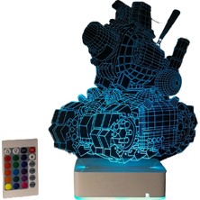 Modiwa Design Tank 16 Renk Uzaktan Kumandalı 3D Ahşap Gece Lambası Hediyelik