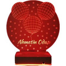 Modiwa Design Çocuklara Özel 3 Balon 16 Renk Uzaktan Kumandalı 3D Ahşap Gece Lambası Hediyelik