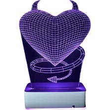 Modiwa Design Üretim Şeytan Kalp 16 Renk Uzaktan Kumandalı 3D Ahşap Gece Lambası Hediyelik