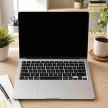 Maxi Trendy Türkçe Q Klavye Koruyucu MacBook Air 13 A2179 A2337 M1 Uyumlu | Us Ansı Düz Enter | Ultra Ince Silikon Keyboard Cover Siyah