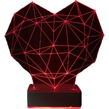 Modiwa Design Sevgililer Günü Geometrik Kalp 16 Renk Uzaktan Kumandalı 3D Ahşap Gece Lambası Hediyelik