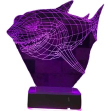 Modiwa Design Köpekbalığı 16 Renk Uzaktan Kumandalı 3D Ahşap Gece Lambası Hediyelik