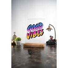 Modiwa Design Ev Good Vibes Arkadaşa Masa Tasarım Dekoratif Ahşap Masaüstü Obje Hediyelik