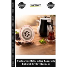 Carlburn Özel Üretim Pratik Sök Tak Çay Süzgeci – Paslanmaz Çelik Yıldız Tasarımlı Sökülebilir Çay Süzgeci