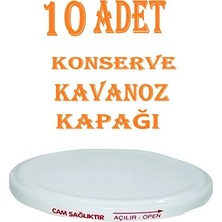 CATEKSSS 10 Adet Konserve Kapağı Beyaz 82 mm Silikonlu - Konserve Kavanoz Kapağı Orijinal Kapak Sbk Metal Bey
