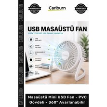 Carlburn Özel Üretim 2500 Rpm Sessiz Motor Portatif Masaüstü Mini USB Fan Pvc Gövdeli 360° Ayarlanabilir