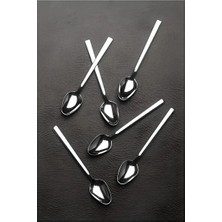CATEKSSS 6 Adet Natural Düz Model Çay Kaşığı Ahşap Beyaz