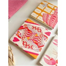 Maxi Trendy Modern Art Tasarımlı Bardak Altlığı Roma, Pembe ve Turuncu Kolezyum, Iskambil ve Motto Temalı
