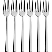 Maxi Trendy Gümüş Tatlı Çatalı Seti, Paslanmaz Çelik, 16 Cm, Metalik, Titanyum Kaplama, 6 Adet