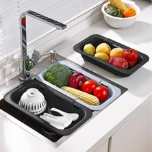 Maxi Trendy Teleskopik Lavabo Içi Uzayabilir Süzgeç – Sürgülü, Ayarlanabilir, Katlanabilir Salata ve Meyve Sebze Yıkama Süzgeci, Açılıp Kapanabilir Pratik Mutfak Süzgeci (1 Adet)