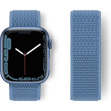 Mudanis Apple Watch 42MM Hasırlı Cırtcırtlı Kordon (Saat Değildir) - Mavi