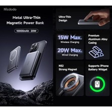 Maxi Trendy MC-4651 10000MAH 20W Metal Ultra Ince Manyetik Kablosuz Powerbank - Siyah
