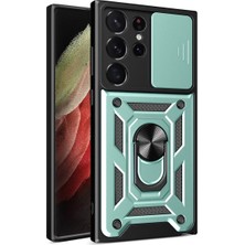 Aconcept Newface  Galaxy S23 Ultra Kılıf Pars Lens Yüzüklü Silikon - Yeşil