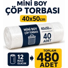 Liva Ambalaj Küçük Boy Beyaz Çöp Poşeti 40X50 cm - 480 Adet (12 Rulo x 40 Adet) - Mutfak, Banyo, Ofis ve Araç Içi Çöp Torbası