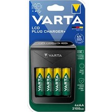 Maxi Trendy Akü Şarj Cihazı, 4 x Aa 2100 Mah Dahil, Şarj Edilebilir AA/AAA/9V ve USB Cihazlar Için, LCD Plug Charger+, Tek Yuvalı Şarj, Siyah