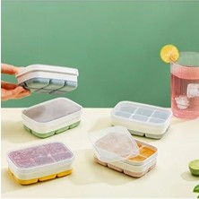 CATEKSSS Mini Yapışmaz Kapaklı 6 Bölmeli Buzluk, 11,3x7,5x3,7 Cm, Kullanışlı ve Şık Tasarım Plastik