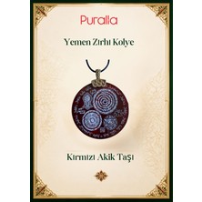 Puralia Yemen Zırhı Işlemeli Kırmızı Akik Kolye