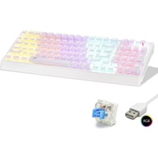 Uslucan Alışveriş Mekanik Gaming Klavye 104 Tuş Blue Switch Rgb - Beyaz G500XW