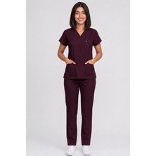 Deniz İş Kadın V Yaka Yarasa Kol Renk Seçenekli Esnek Pamuklu Linda Kumaş Scrubs Takım
