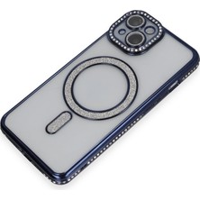 Kentex iPhone 14 Kılıf Joke Simli Magneticsafe Kılıf - Lacivert