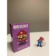 Pulvento Mario Temalı Bricks Yapı Bloğu Figürü ve Anahtarlık Seti – Koleksiyonluk Masaüstü Dekoru, Çanta ve Anahtar Aksesuarı