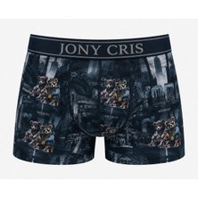 Jony Cris Erkek Dijital Baskılı Tekli Paket %95 Pamuk %5 Likralı Esnek Boxer
