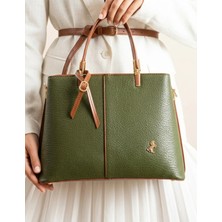Çanta Trend Miami Polo Yeşil Taba 3 Bölmeli Uzun Çapraz Askılı Omuz & El Çantası (32X24 Cm)