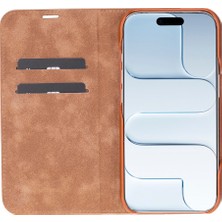 Apple iPhone 17 Için, Hakiki Deri, El Yapımı, Cüzdanlı Slim Kılıf, Mag Safe ile Uyumlu, Iç Yüzeyi Kadife, Gölgeli Taba