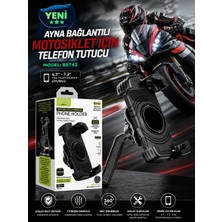 Azurtech Motosiklet Telefon Tutucu Titreşim Önleyici Ayna Bağlantılı 4.7-7.2 Inç Kilit Sistemli