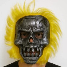Uslucan Alışveriş Wild Skull - Metalik Renk Kafatası Sarı Saçlı Iskelet Maske