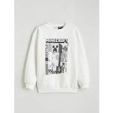 Lc Waikiki Yeni Sezon Bisiklet Yaka Minecraft Baskılı Erkek Çocuk Kalın Sweatshirt