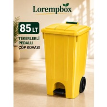 Lorempbox 85 Lt Tekerlekli Pedallı Çöp Kovası | Ağır Hizmet Tipi Plastik Çöp Konteyneri | Ev, Ofis, Otel, Restoran ve Hastane Kullanımına Uygun