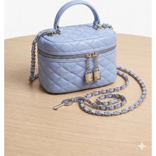 Çanta Trend Bebe Mavı Suni Deri Almira Kadın Çapraz Çanta Krem
