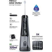 Azurtech Ipx7 Ağız Duşu 320ML 5 Başlık 4 Mod 20-140 Psı Şarjlı Diş Temizleme Oral Irrigator Beyaz