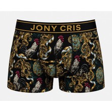Jony Cris Erkek Dijital Baskılı Tekli Paket %95 Pamuk %5 Likralı Esnek Boxer