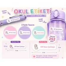 Vuud Kişiye Özel Pastel Mat Renkli Okul Etiketi Seti 252 Adet - Gezegen ve Uzay Serisi Isim Etiketi (Kalem, Suluk, Defter)