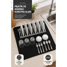 Deyhome Katlanabilir Bulaşık Kurutma Seti Mikrofiber Kurutma Bezi ve Plastik Tabaklık