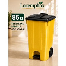 Lorempbox 85 Lt Tekerlekli Pedallı Çöp Kovası | Ağır Hizmet Tipi Plastik Çöp Konteyneri | Ev, Ofis, Otel, Restoran ve Hastane Kullanımına Uygun