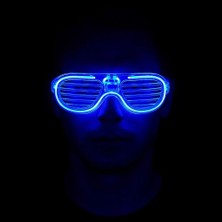 Uslucan Alışveriş Mavi LED Işıklı Parti Gözlüğü - Neon Glow Gözlük 3 Modlu