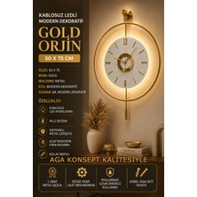 Aga Konsept Ledli Orjin 24 (Büyük Boy 50 x 75 Cm), Modern Dekoratif Sarkaçlı Metal Duvar Saati